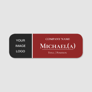 Elegantes Black & Dark Red Beruflich Company LOGO Namensschild