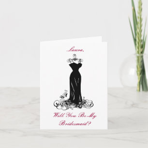 Elegantes Black Dress & Heelses - Bridesmaid Card Einladung