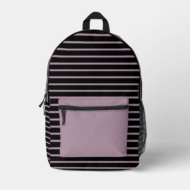 Elegantes Black & Dusty Mauve Line Art Backpack Bedruckter Rucksack (Vorderseite)