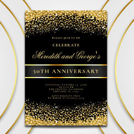 Elegantes Black Gold 50. Goldenes Jubiläum Party Einladung