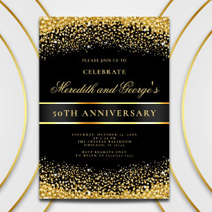 Elegantes Black Gold 50. Goldenes Jubiläum Party Einladung