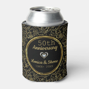 Elegantes Black & Gold 50. Hochzeitstag Dosenkühler
