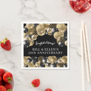 Elegantes Black Gold 50-jähriges Jubiläum Serviette