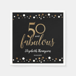 Elegantes Black Gold 50 und fabelhafte Geburtstags Serviette
