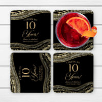 Elegantes Black Gold Agate 10-jähriges Party
