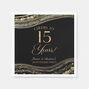 Elegantes Black Gold Agate 15-jähriges Party Serviette
