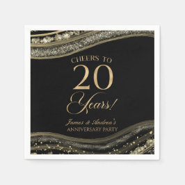 Elegantes Black Gold Agate 20-jähriges Party Serviette