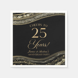 Elegantes Black Gold Agate 25-jähriges Party Serviette