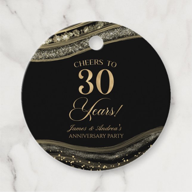 Elegantes Black Gold Agate 30-jähriges Party Geschenkanhänger (Vorderseite)