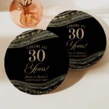 Elegantes Black Gold Agate 30-jähriges Party