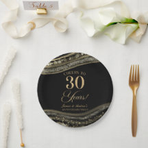 Elegantes Black Gold Agate 30-jähriges Party