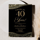 Elegantes Black Gold Agate 40. Geburtstag Party Einladung<br><div class="desc">Dies ist eine elegante Black Gold Agate 40. Geburtstag Party Einladung!</div>
