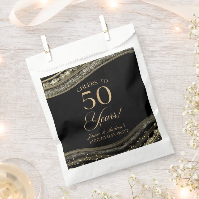 Elegantes Black Gold Agate 50-jähriges Party Geschenktütchen (Ausgeschnitten)