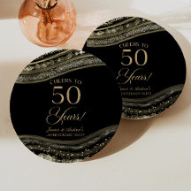 Elegantes Black Gold Agate 50-jähriges Party