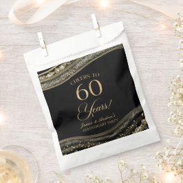 Elegantes Black Gold Agate 60-jähriges Party Geschenktütchen