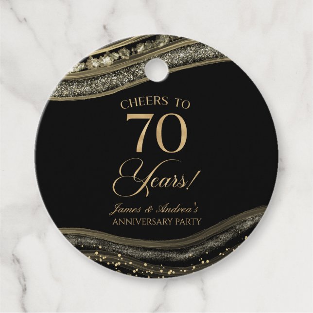 Elegantes Black Gold Agate 70-jähriges Party Geschenkanhänger (Vorderseite)