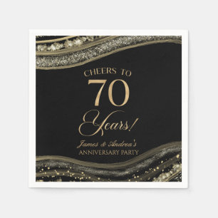 Elegantes Black Gold Agate 70-jähriges Party Serviette