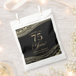 Elegantes Black Gold Agate 75-jähriges Party Geschenktütchen