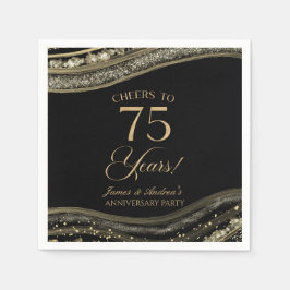 Elegantes Black Gold Agate 75-jähriges Party Serviette