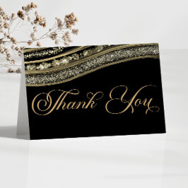 Elegantes Black Gold Agate Jubiläum Party Dankeskarte