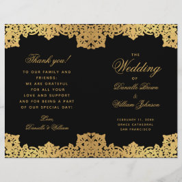 Elegantes Black Gold Antique Folded Wedding Progra