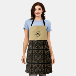 Elegantes Black Gold Art Deco Design Monogramm Schürze