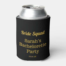 Elegantes Black Gold Bachelorette Bride Squad Part Dosenkühler