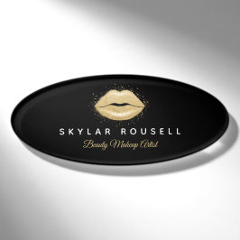 Elegantes Black Gold Beauty Makeup Lips Luxus-Logo Namenschild