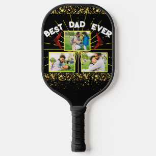 Elegantes Black & Gold Best Vater Ever Family Foto Pickleball Schläger