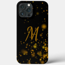 Elegantes Black Gold Bokeh Effekt Initial Monogram