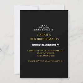 Elegantes Black Gold Bridesmaids Luncheon Brunch Einladung