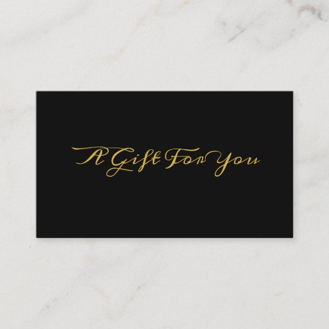 Elegantes Black Gold Calligrafy-Geschenkgutschein Treuekarte (Vorderseite)