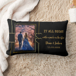 Elegantes Black Gold Couple Foto Personalisiert Lendenkissen
