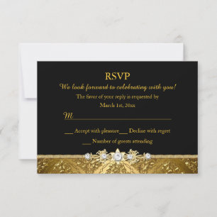 Elegantes Black & Gold Damask UAWG Einladung