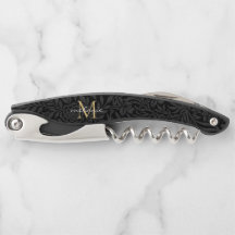 Elegantes Black Gold Floral Script Monogram