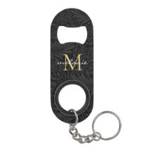Elegantes Black Gold Floral Script Monogram