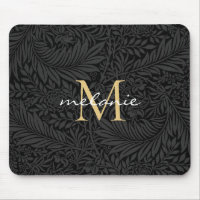 Elegantes Black Gold Floral Script Monogram