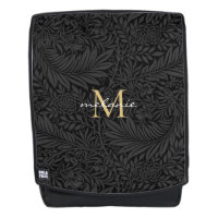 Elegantes Black Gold Floral Script Monogram