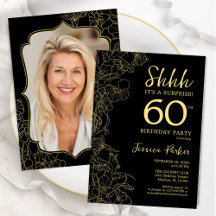 Elegantes Black Gold Foto Überraschung 60. Geburts