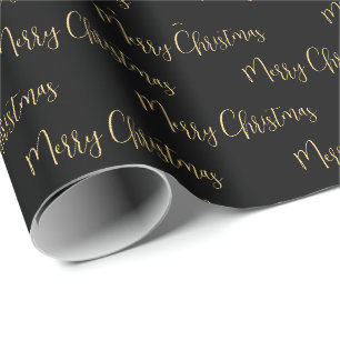Elegantes Black Gold Frohe Weihnachtswrapping Papi Geschenkpapier