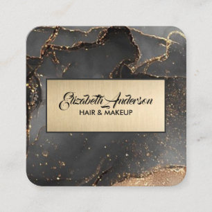 Elegantes Black & Gold Glitzer Agate Cutting Board Quadratische Visitenkarte