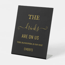 Elegantes Black Gold Hangover Drinks Open Bar Sign Sockelschild