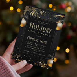 Elegantes Black & Gold Holiday Office Party Einladung