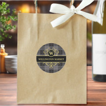 Elegantes Black Gold Kariertes Mit Monogramm Gesch