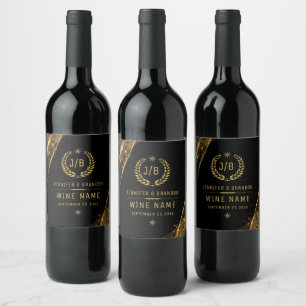 Elegantes Black Gold Laurel Leckerei Festival Weinetikett
