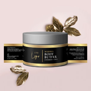 Elegantes Black Gold Logo Cosmetic Jar Wrapper Lab