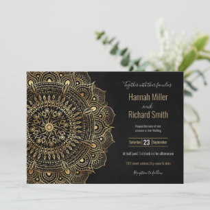 Elegantes Black Gold Mandala Blumendesign