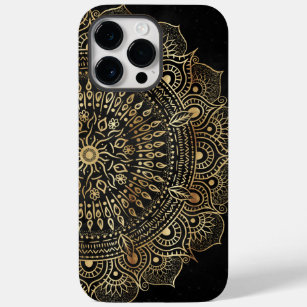 Elegantes Black Gold Mandala Blumendesign Case-Mate iPhone 14 Pro Max Hülle
