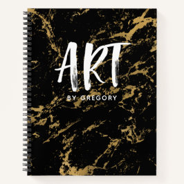 Elegantes Black Gold Marble Sketchbook Notizbuch