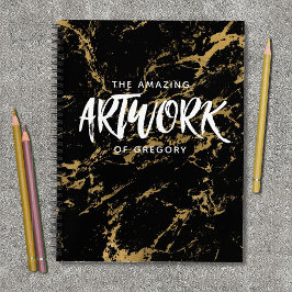 Elegantes Black Gold Marble Sketchbook Notizbuch